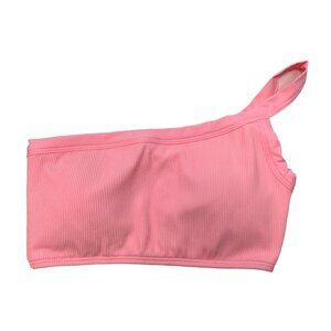 L*Space Womens Axel Single Strap Padded Pullover Bikini Top Pink Ribbed XS New